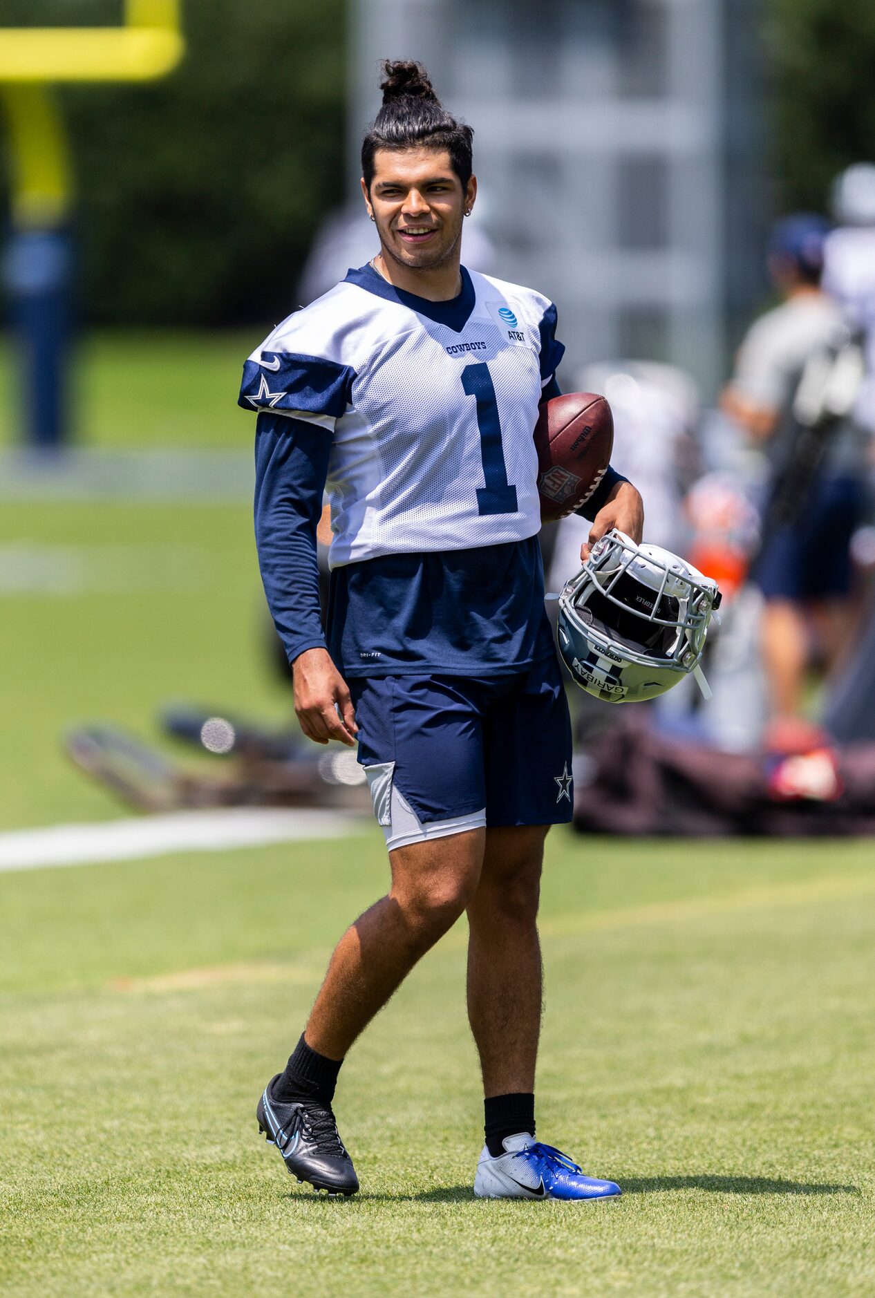 Dallas Cowboys kicker Jonathan Garibay (1) is seen during practice at The Star in Frisco,...