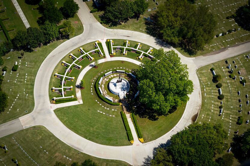 Aerial view of Calvary Hill Funeral Cemetery on Thursday, April 23, 2020, in Dallas. (Smiley...