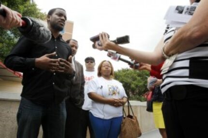  Dominique Alexander (from left), Rev. Ronald Wright, Damon Crenshaw and LaShaun Steward...