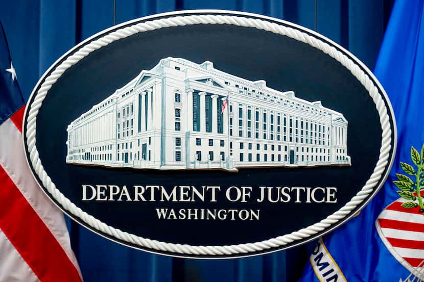 A U.S. Department of Justice sign is seen, Nov. 18, 2022, in Washington. (AP Photo/Andrew...