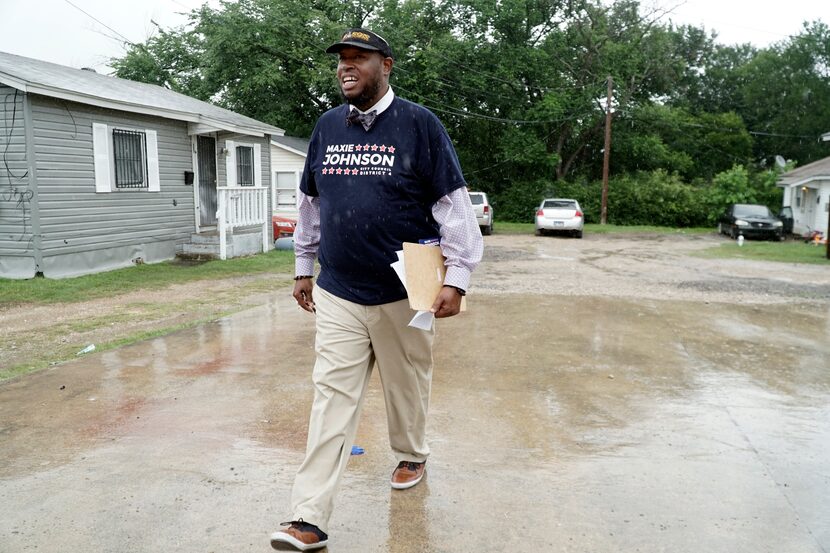 Maxie Johnson canvases for voters in the Cedar Crest neighborhood in Dallas, Texas on...