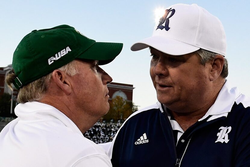 CHARLOTTE, NC - NOVEMBER 12:  Head coach David Bailiff of the Rice Owls and head coach Brad...