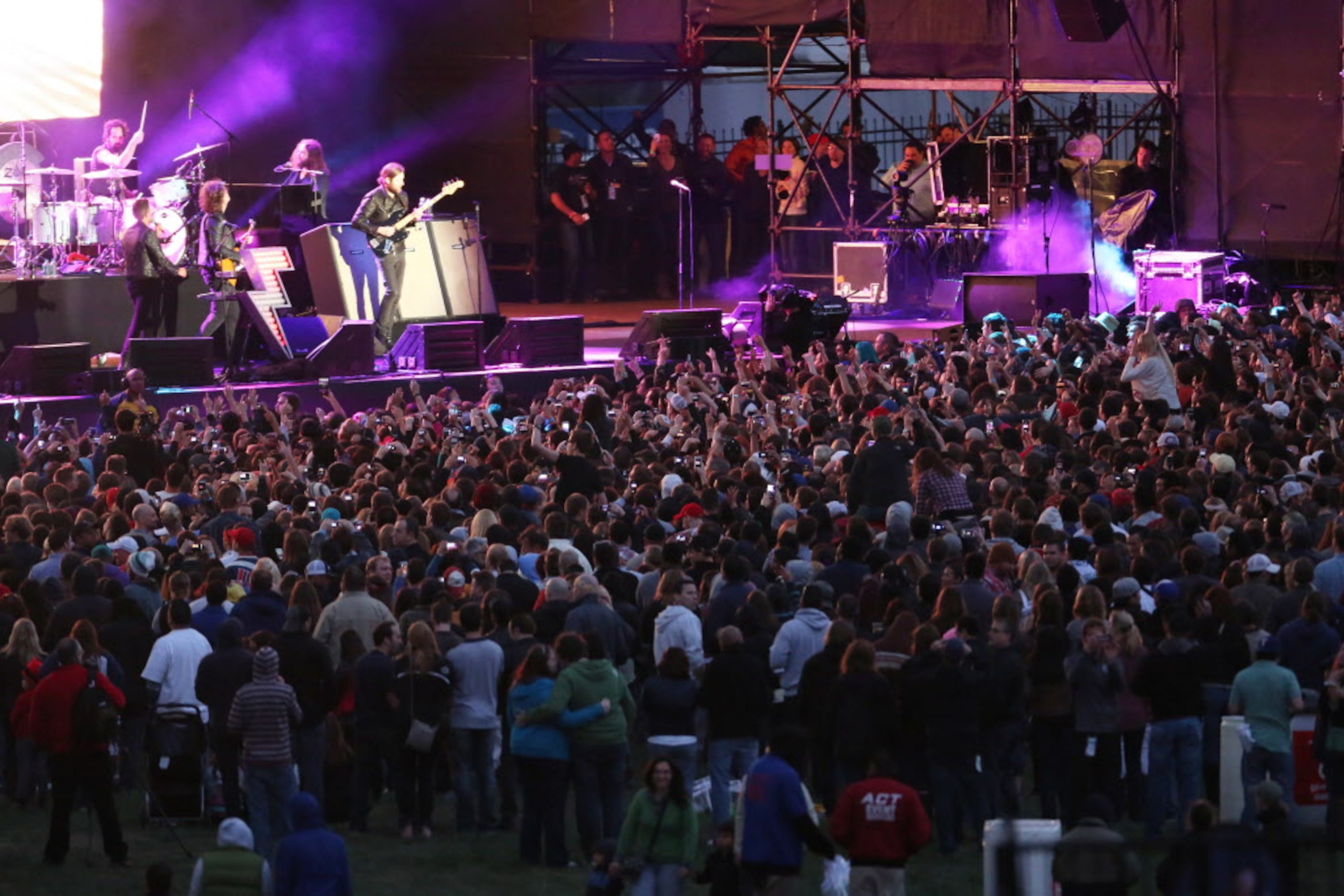 The Killers perform onstage at the 2014 NCAA March Madness Music Festival during the NCAA...