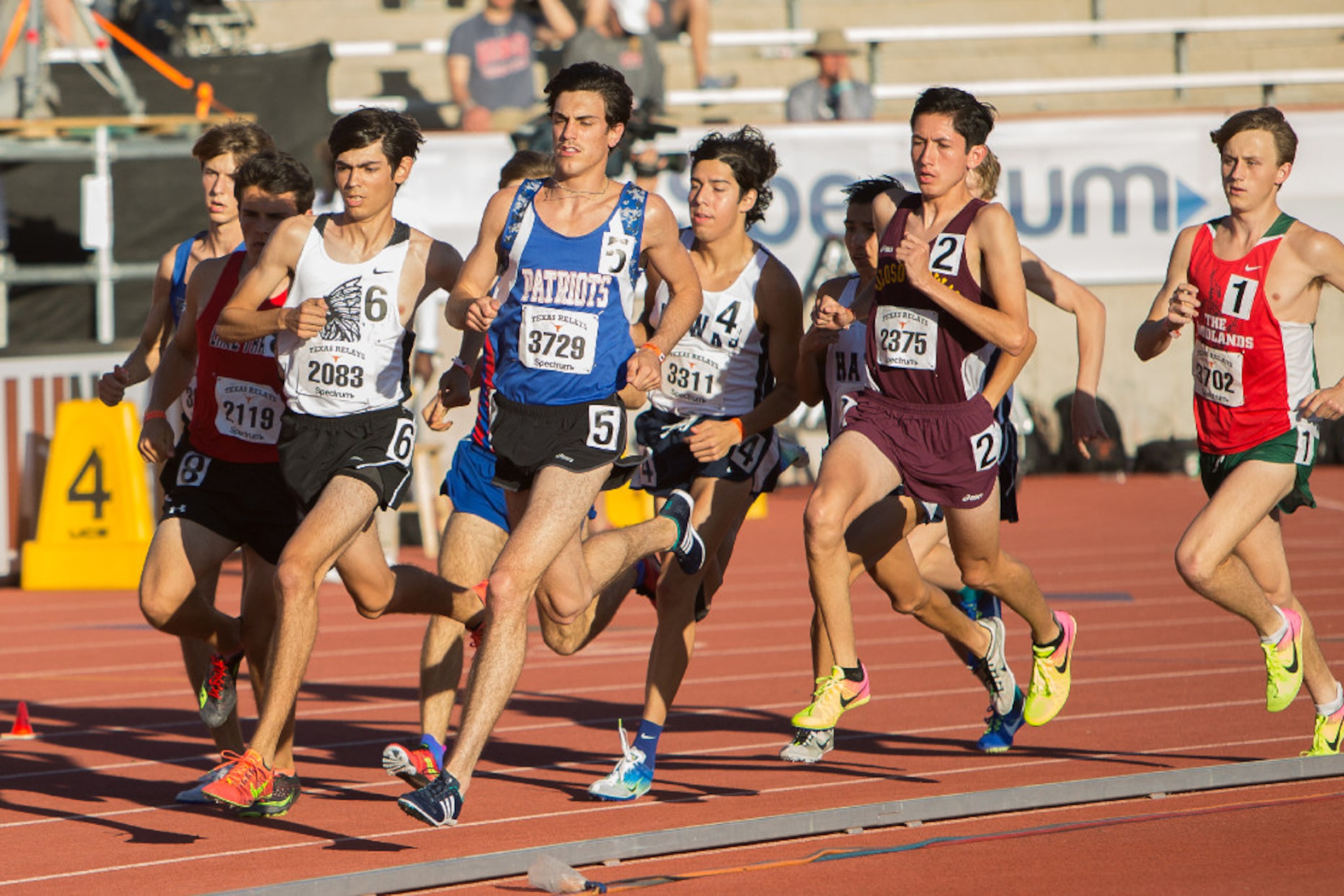 Arlington Martin senior Cade Bethmann, third from left, competes in the Boys 1600 meter run...