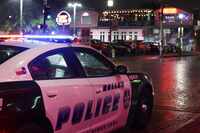 Police officers partrol the Deep Ellum neighborhood in Dallas, TX, on May 3, 2024.  (Jason...