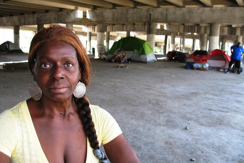
Cecilia Terrell, a tent-dweller among the homeless under Interstate 45, defends camp life...