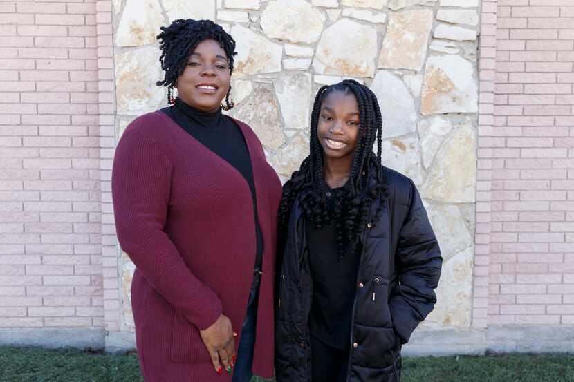 Apollonia McFadden stands with her daughter Julia Whitlow, 12, outside McFadden’s parents’...