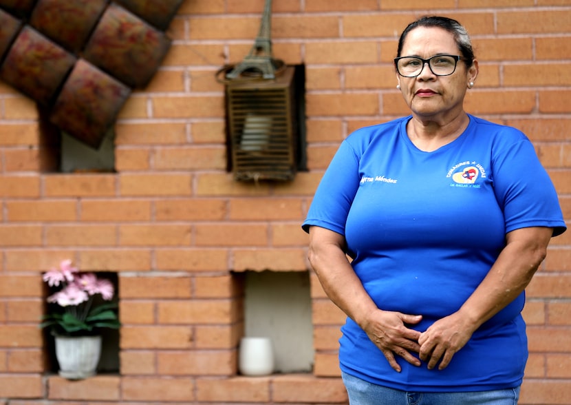 Myrna Mendez poses at her home in Dallas, Texas, Wednesday, April 17, 2024. Mendez is a...