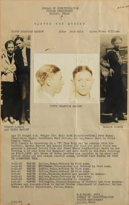 In this July 29, 2019, photo provided by RR Auction, a wanted poster of Bonnie Parker and...