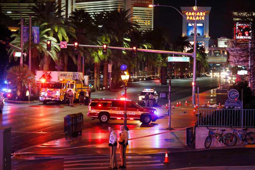 Police and emergency crews responded to the scene of a car accident along the Las Vegas...