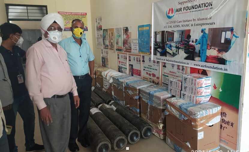 Oxygen tanks and medical equipment shown in Bundi, India, were bought with funds raised by...