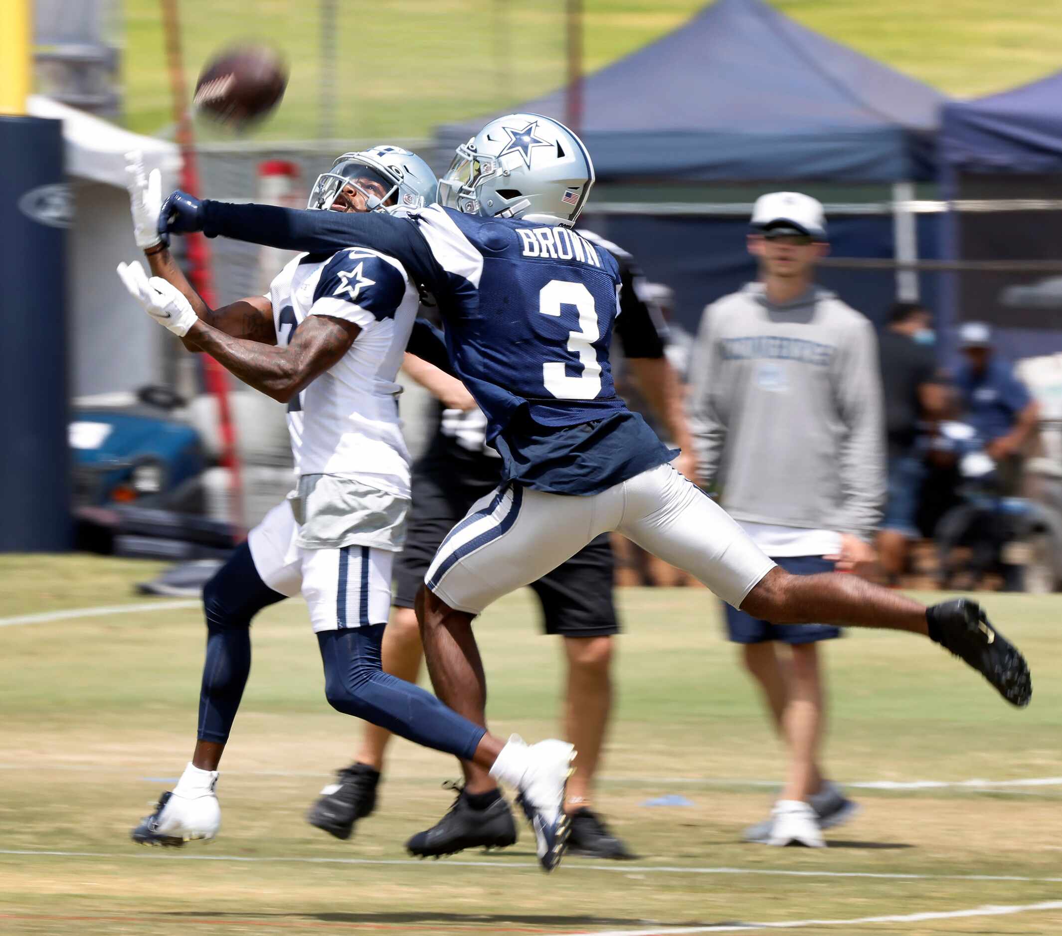 Dallas Cowboys cornerback Anthony Brown (3) breaks up a pass intended for wide receiver...