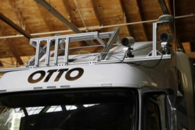  Sensors on top of an Otto driverless truck. (AP Photo/Eric Risberg)
