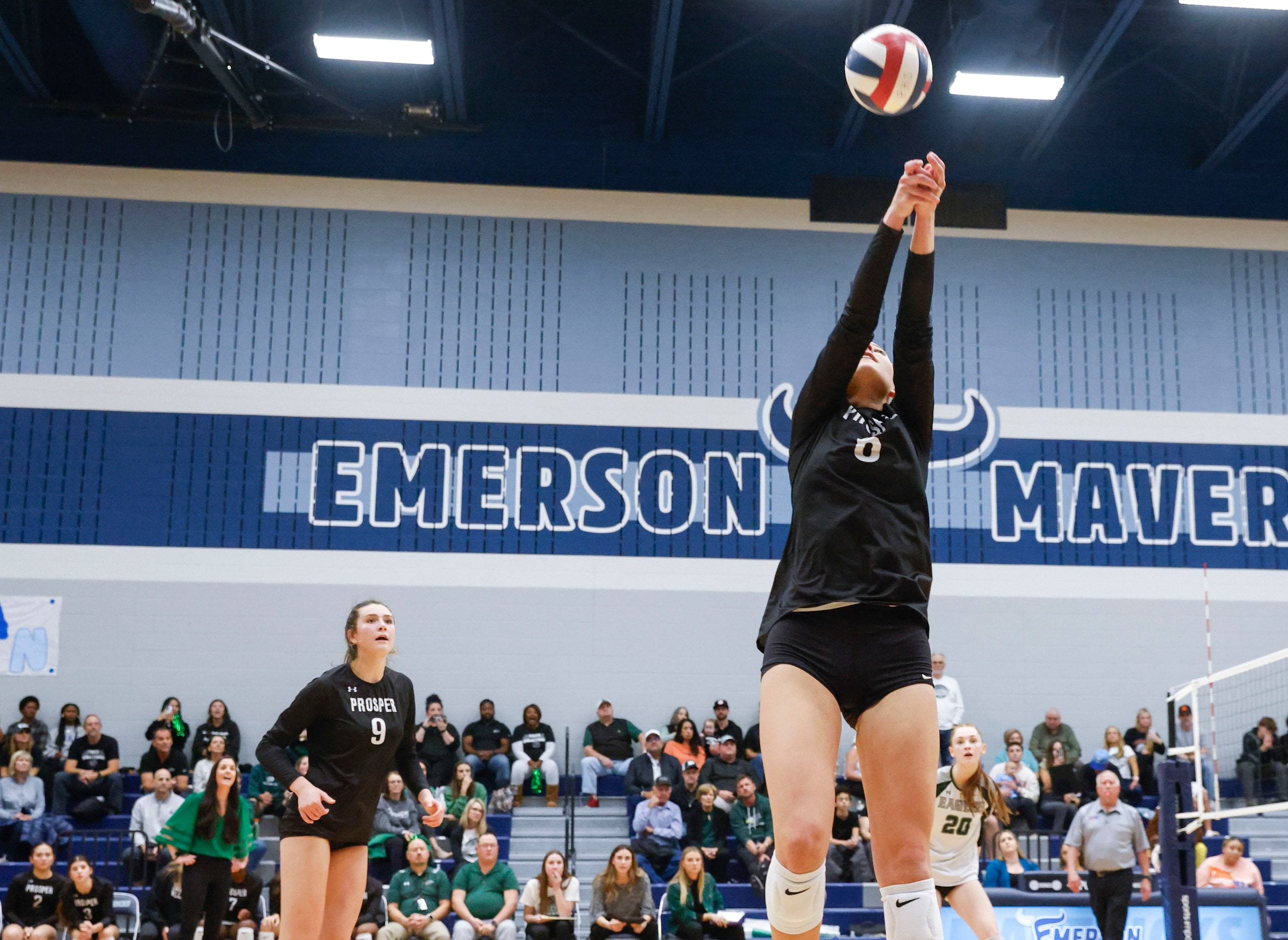 Prosper high’s Ayden Ames (left) watches as Keeley Harrington makes a pass against Plano...