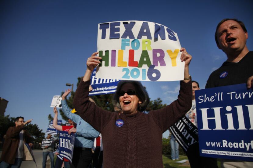 Nancy Baker Bryant joined other Hillary Rodham Clinton supporters in cheering for the former...