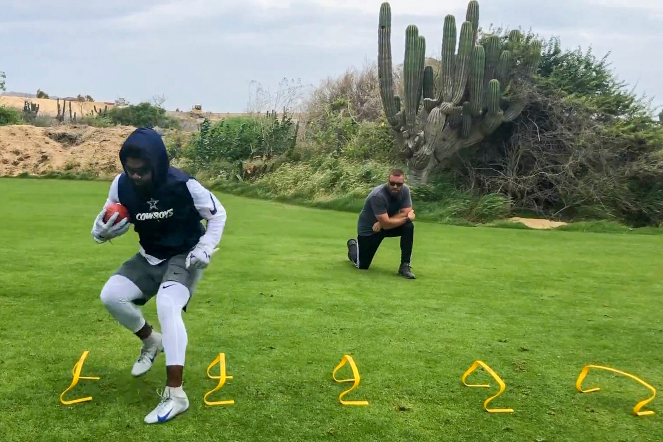 Screen grab from an undated video of Ezekiel Elliott training in Cabo San Lucas, Mexico...