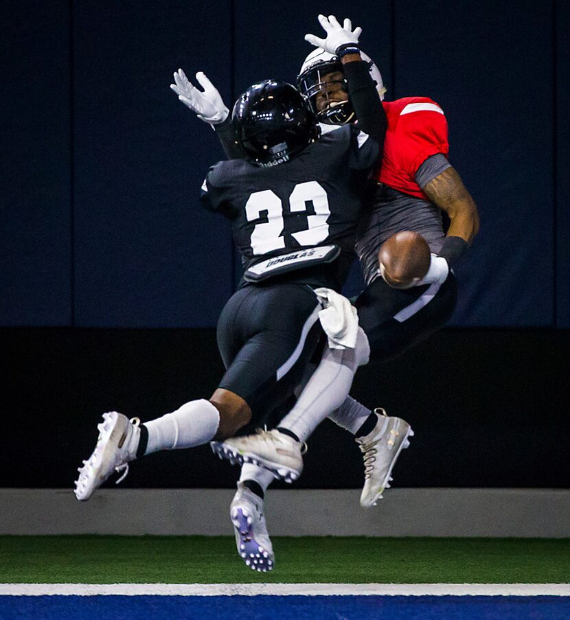 Texas Tech defensive back Damarcus Fields (23) breaks up a pass intended for wide receiver...