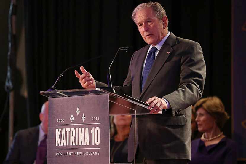 Former President George W. Bush speaks during an event Friday at Warren Easton High School...