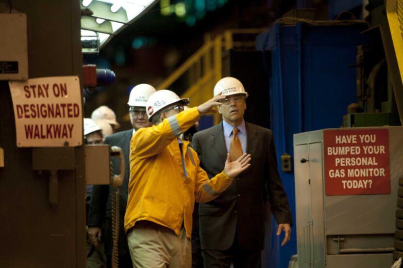 Gov. Rick Perry toured the United States Steel Mon Valley Works Irvin Plant on Friday in...