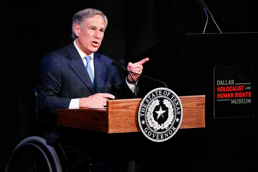 Gov. Greg Abbott, shown speaking at the Dallas Holocaust and Human Rights Museum this fall,...