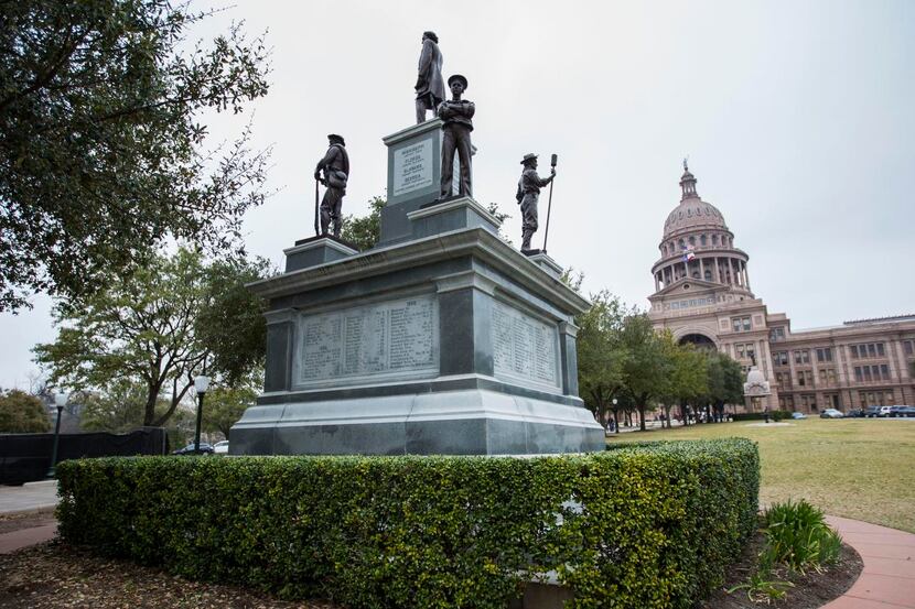 
The Confederate Soldiers Monument outside the Texas state capitol. 
