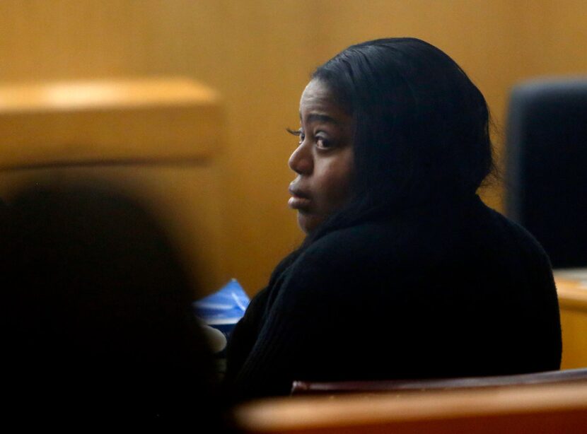 Denise Rochelle Ross sits with her attorney during a murder trial at Dallas County 204th...