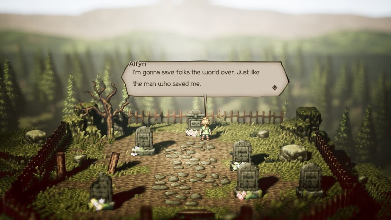 A screenshot from the video game 'Octopath Traveler' on the Nintendo Switch.