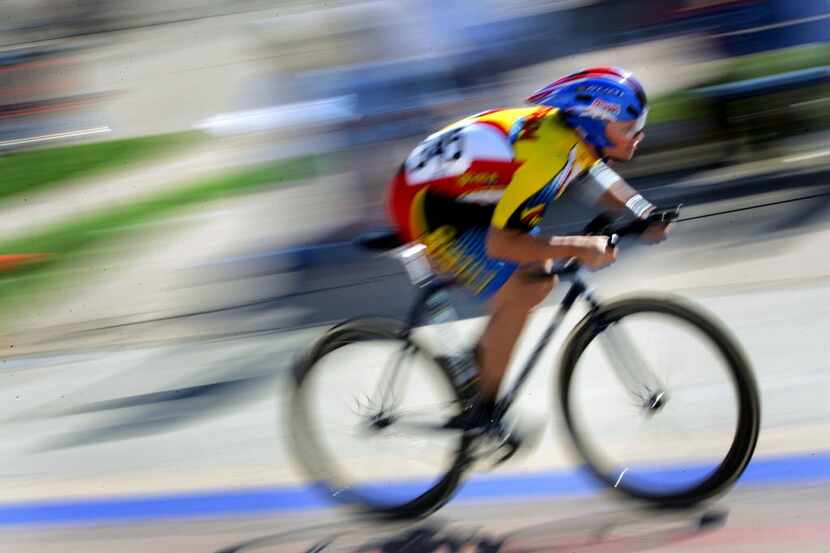 In this 2010 file photo, a cyclist competed against the clock at the Superdrome in Frisco.