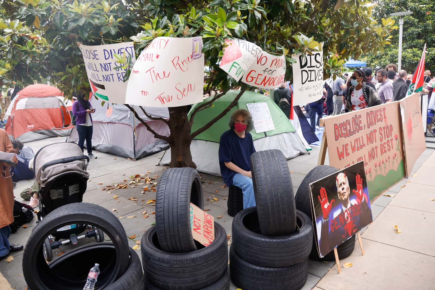 Pro-Palestinian students at the University of Texas at Dallas set up an encampment on the...