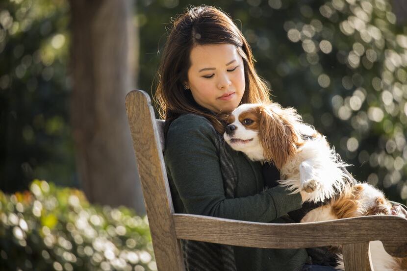 Ebola survivor and nurse Nina Pham with her dog, Bentley, in 2015.
