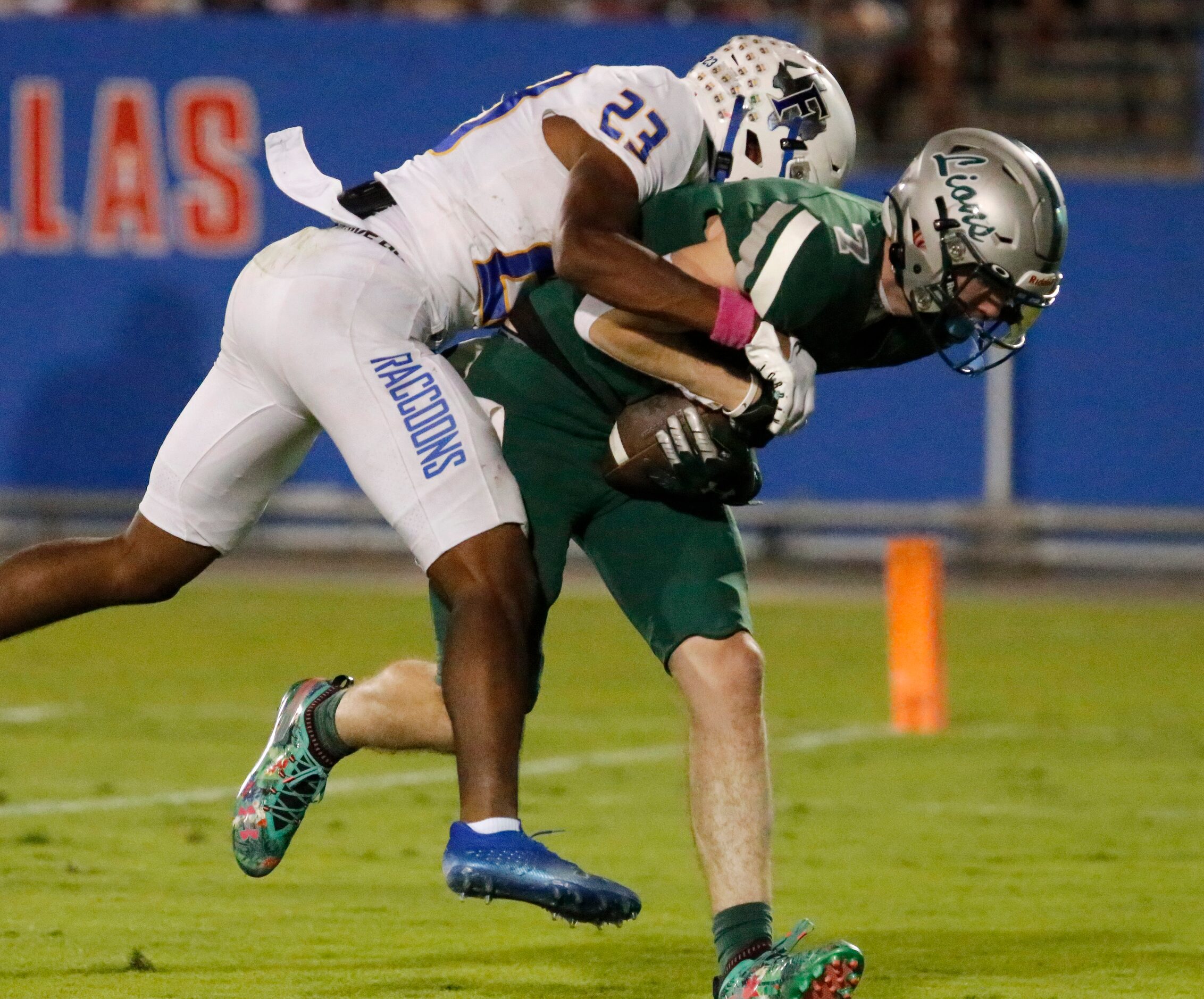 Reedy High School wide receiver AJ Jayroe (7) crosses the goal line after a catch as he...