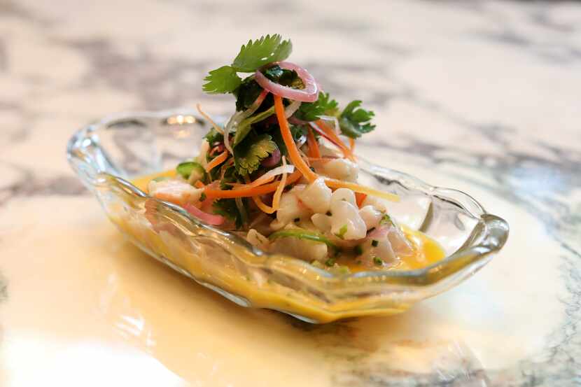 Red snapper and shrimp ceviche at Green Point Seafood & Oyster Bar in Dallas is a snacky...