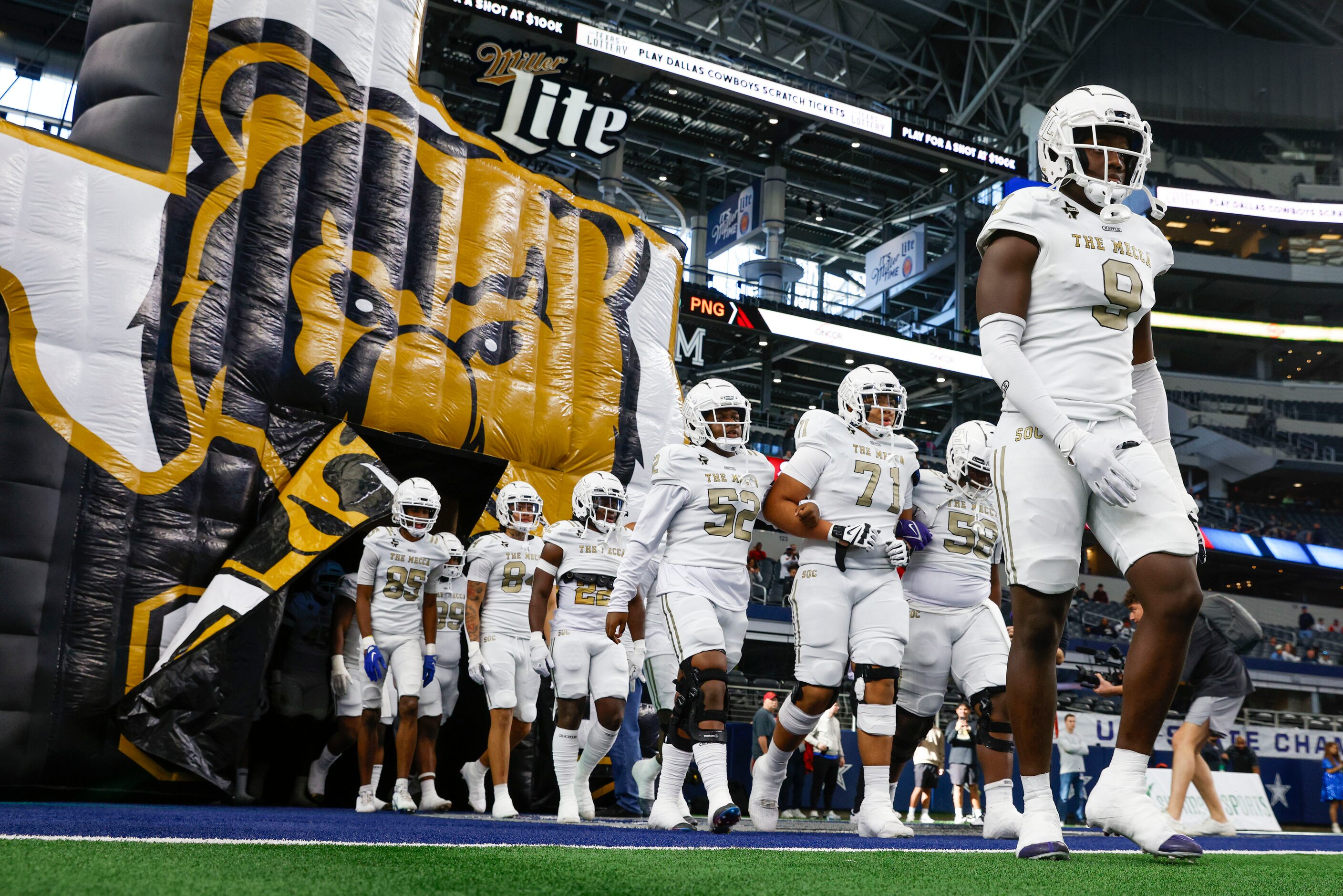 South Oak Cliff players take the field ahead of their Class 5A Division II state...