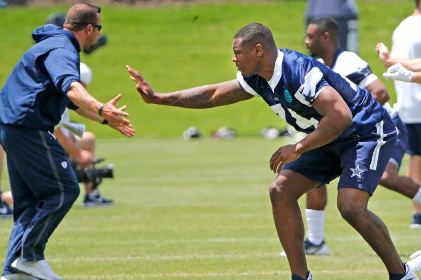 Dallas Cowboys defensive end Dorance Armstrong (74) works on technique during the Dallas...