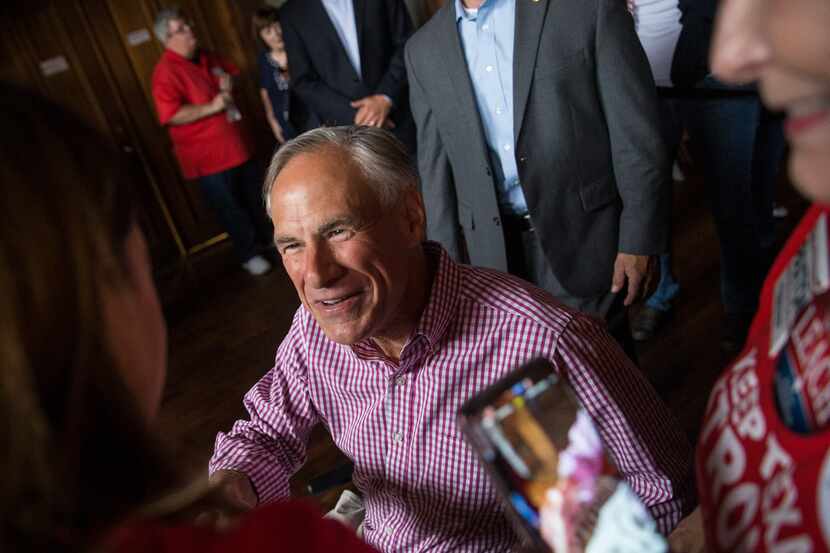 Texas Governor Greg Abbott greeted supporters before speaking at a Collin County Republican...