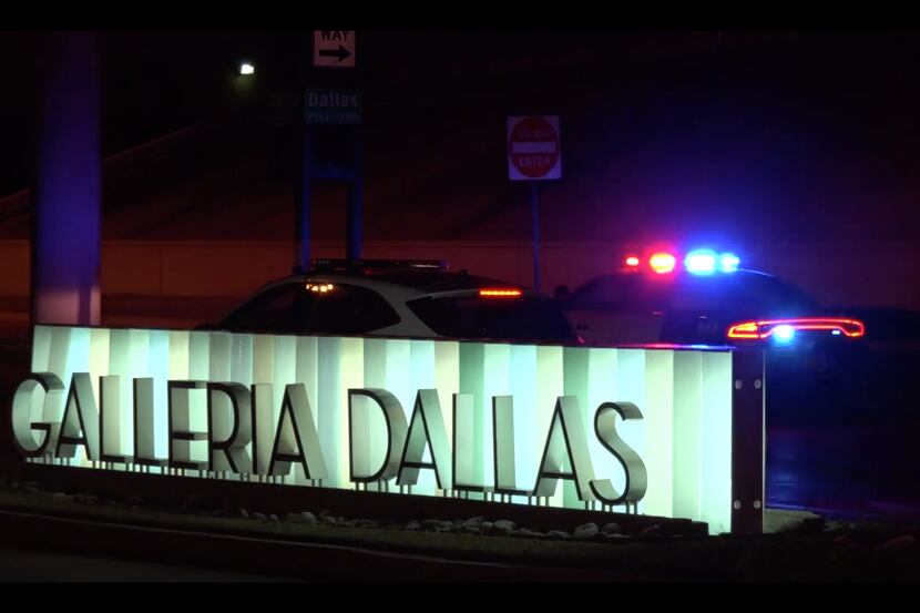 Police outside Galleria Dallas mall, where a man was fatally shot Sunday morning.