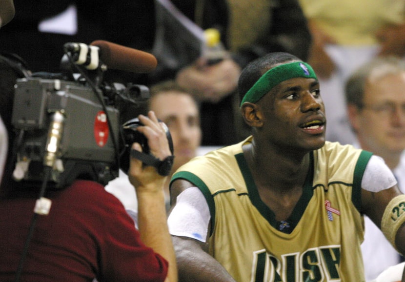  LeBron James on the bench during his playing days at St. Vincent-St Mary High School, 2002.