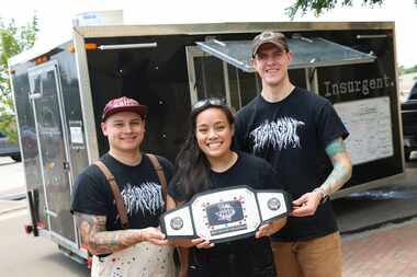 From left, owner and chef, Sam Lopez, owner and pastry chef Gabby Sanchez, and sous-chef...