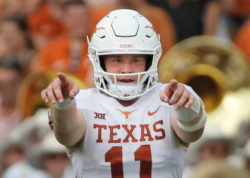Texas Longhorns quarterback Sam Ehlinger (11) is pictured during the University of Texas...