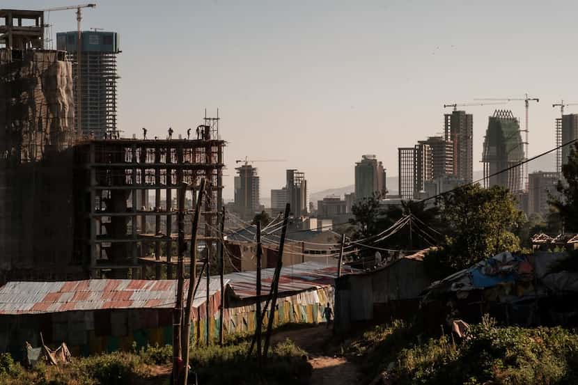 A picture taken on November 1, 2018, shows buildings under construction in Addis Ababa,...