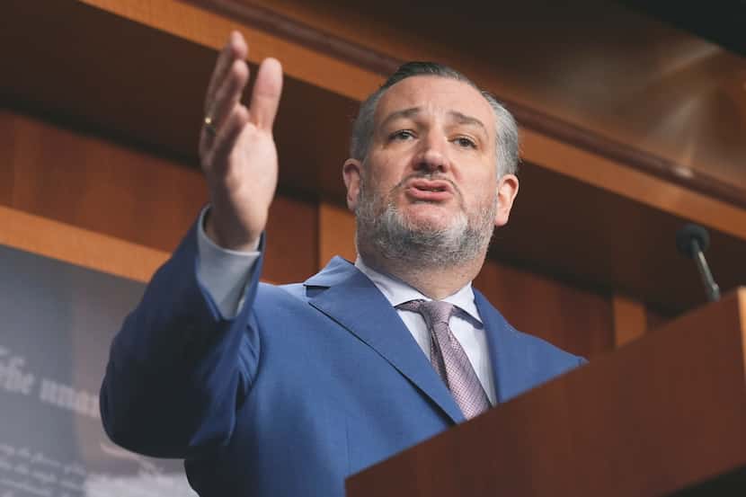 U.S. Sen. Ted Cruz, R-Texas, speaks at a Capitol Hill news conference, April 18, 2024, in...