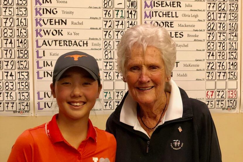 Bohyun Park (left) of Farmers Branch shot a 1-over 72 in the final round for a 3-under 139...