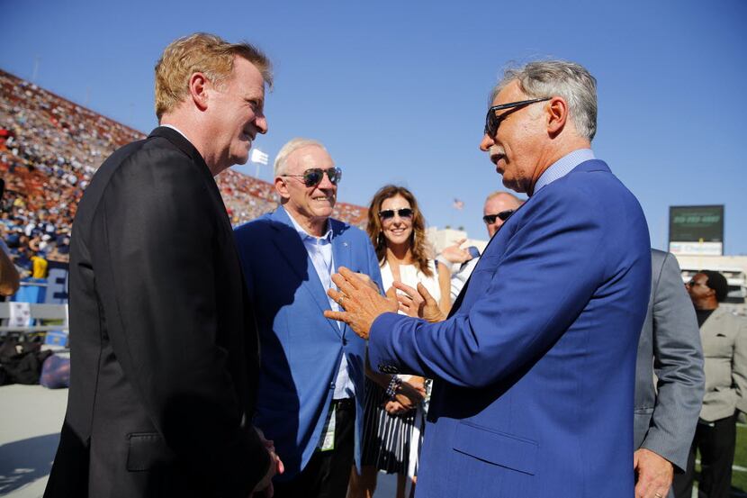 (from left) NFL Commissioner Roger Goodell, Dallas Cowboys owner Jerry Jones and Cowboys...
