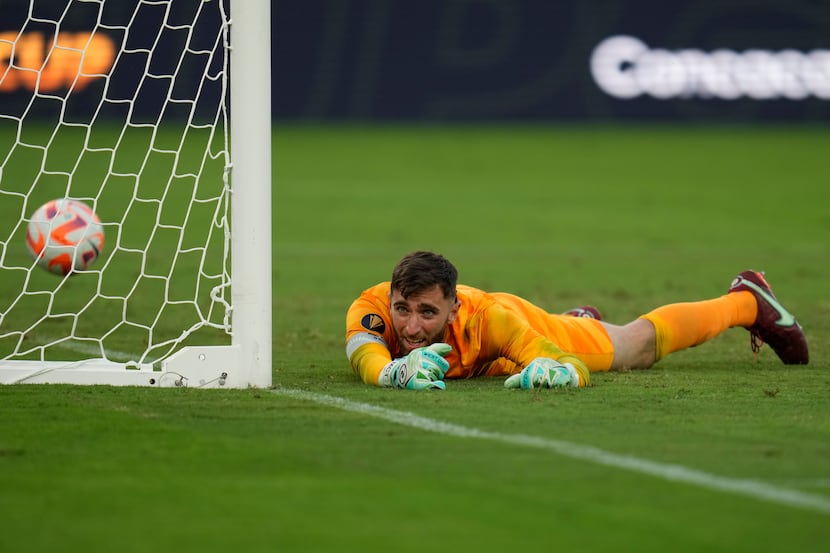 U.S. goalkeeper Matt Turner reacts after Panama midfielder Adalberto Carrasquilla scored the...