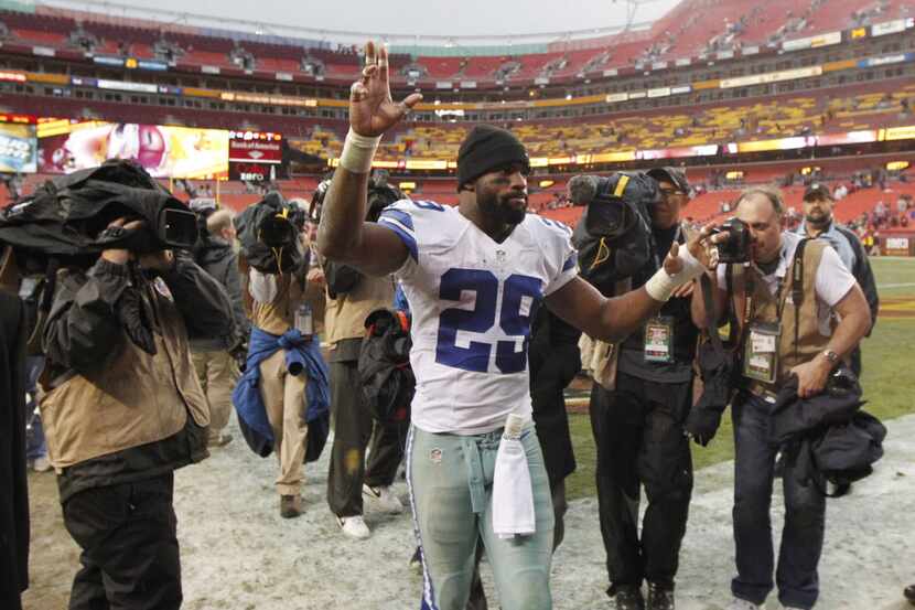 Dallas Cowboys running back DeMarco Murray (29) leaves the field after they defeated the...