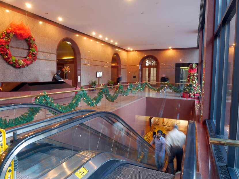 A view of the north lobby of Thanksgiving Tower.