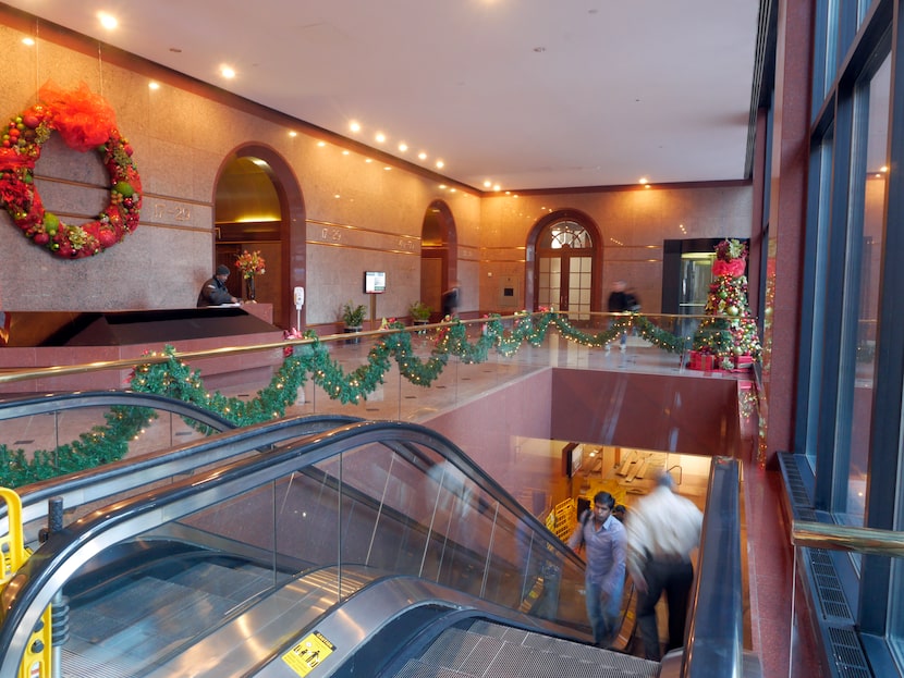 A view of the north lobby of Thanksgiving Tower.