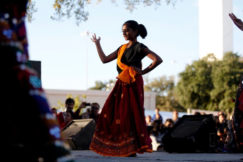 A dancer performs at the 2015 Diwali Mela presented by the Dallas Fort Worth Indian Cultural...