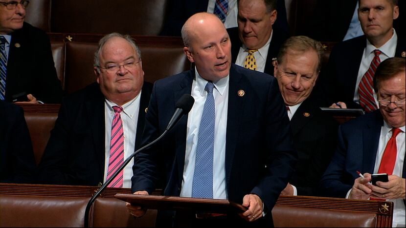 Rep. Chip Roy, R-Austin, speaks on the House floor during a debate over impeachment of...