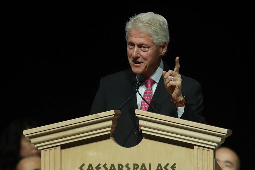Former U.S. President Bill Clinton speaks on behalf of his wife and Democratic presidential...
